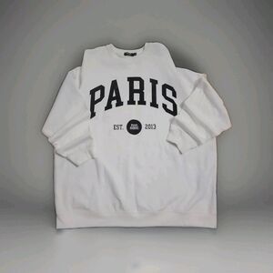 Boohoo White Crewneck Sweatshirt with Black 'PARIS' Print